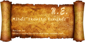 Mihálkovits Euniké névjegykártya